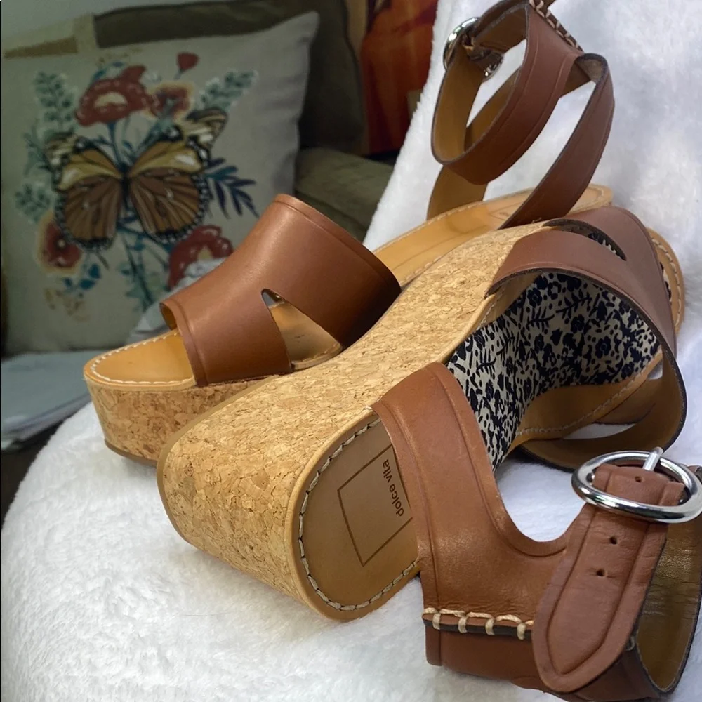 Dolce Vita Brown Platform Cork Wedge Sandals